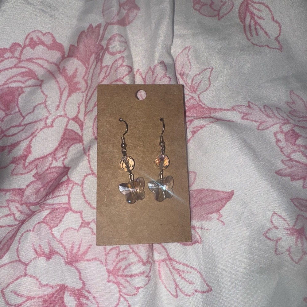 Silver Butterfly Dangle Earrings
